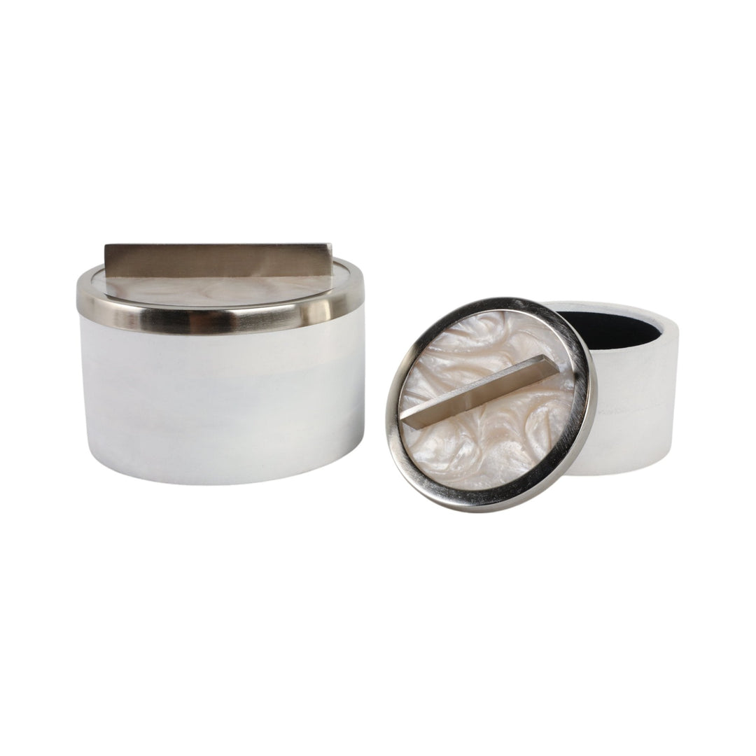 S/2 7/5" COLCHESTER WOOD AND MICA RESIN BOXES