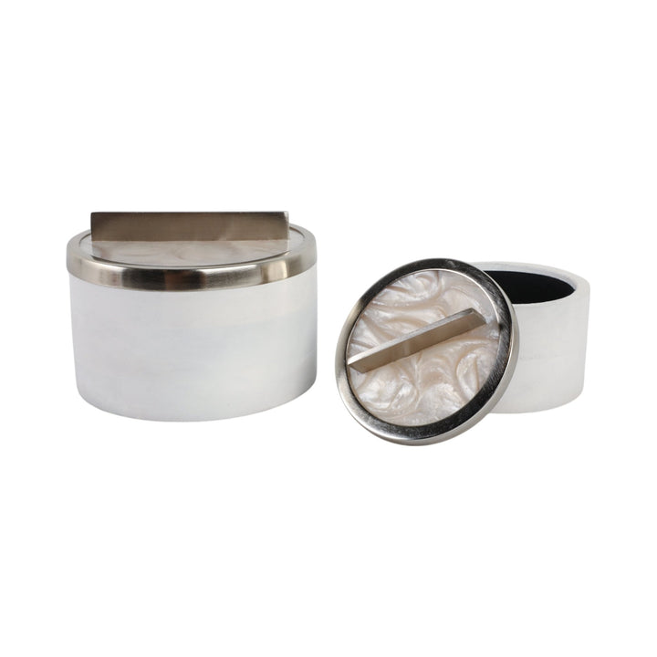 S/2 7/5" COLCHESTER WOOD AND MICA RESIN BOXES