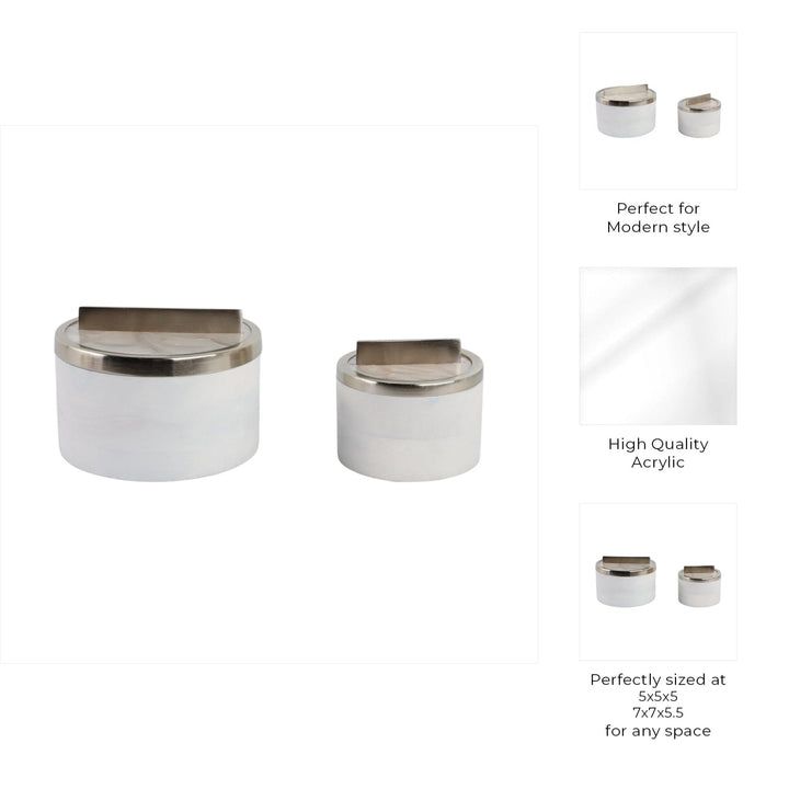 S/2 7/5" COLCHESTER WOOD AND MICA RESIN BOXES