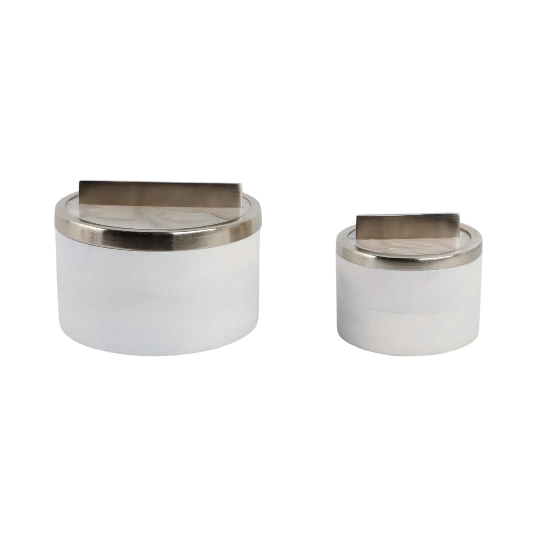 S/2 7/5" COLCHESTER WOOD AND MICA RESIN BOXES
