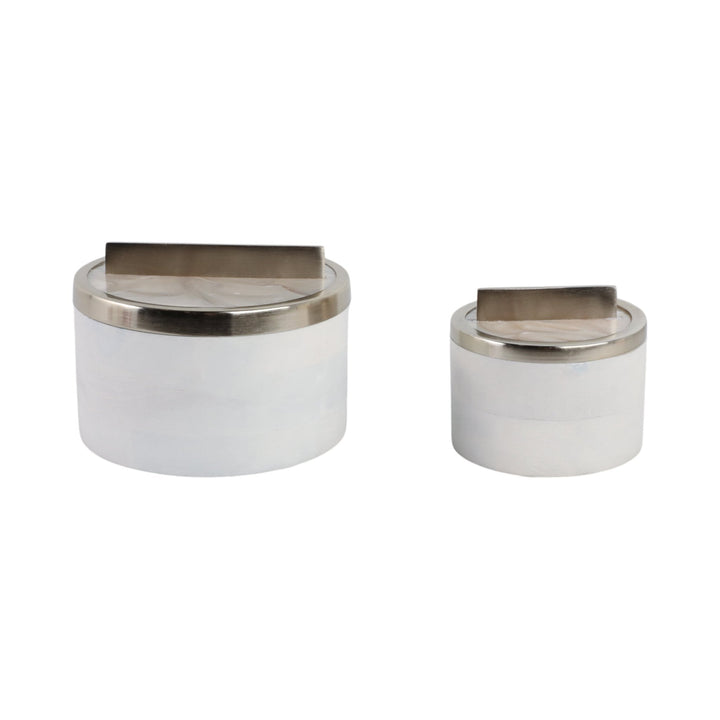 S/2 7/5" COLCHESTER WOOD AND MICA RESIN BOXES