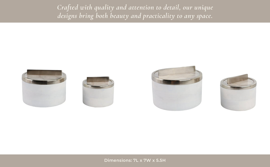 S/2 7/5" COLCHESTER WOOD AND MICA RESIN BOXES