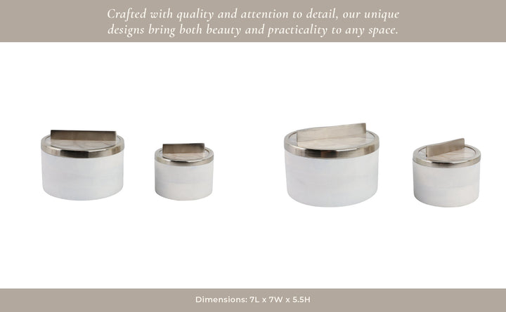 S/2 7/5" COLCHESTER WOOD AND MICA RESIN BOXES