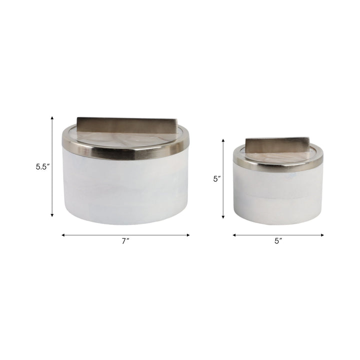 S/2 7/5" COLCHESTER WOOD AND MICA RESIN BOXES