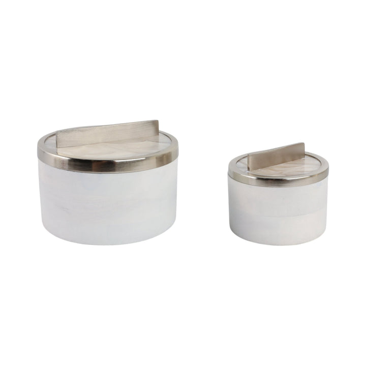 S/2 7/5" COLCHESTER WOOD AND MICA RESIN BOXES
