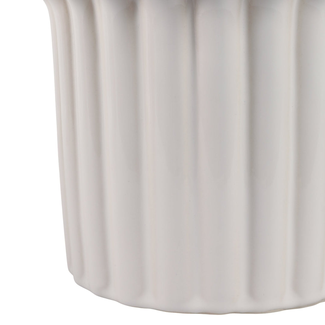 S/2 7/9" FLUTED PLANTERS, IVORY