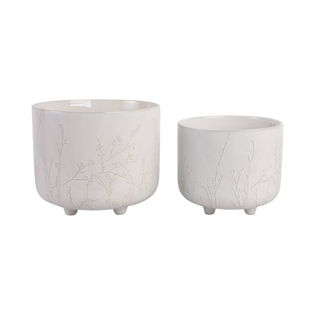 S/2 9/11" BLOOMING BRANCHES PLANTERS, IVORY