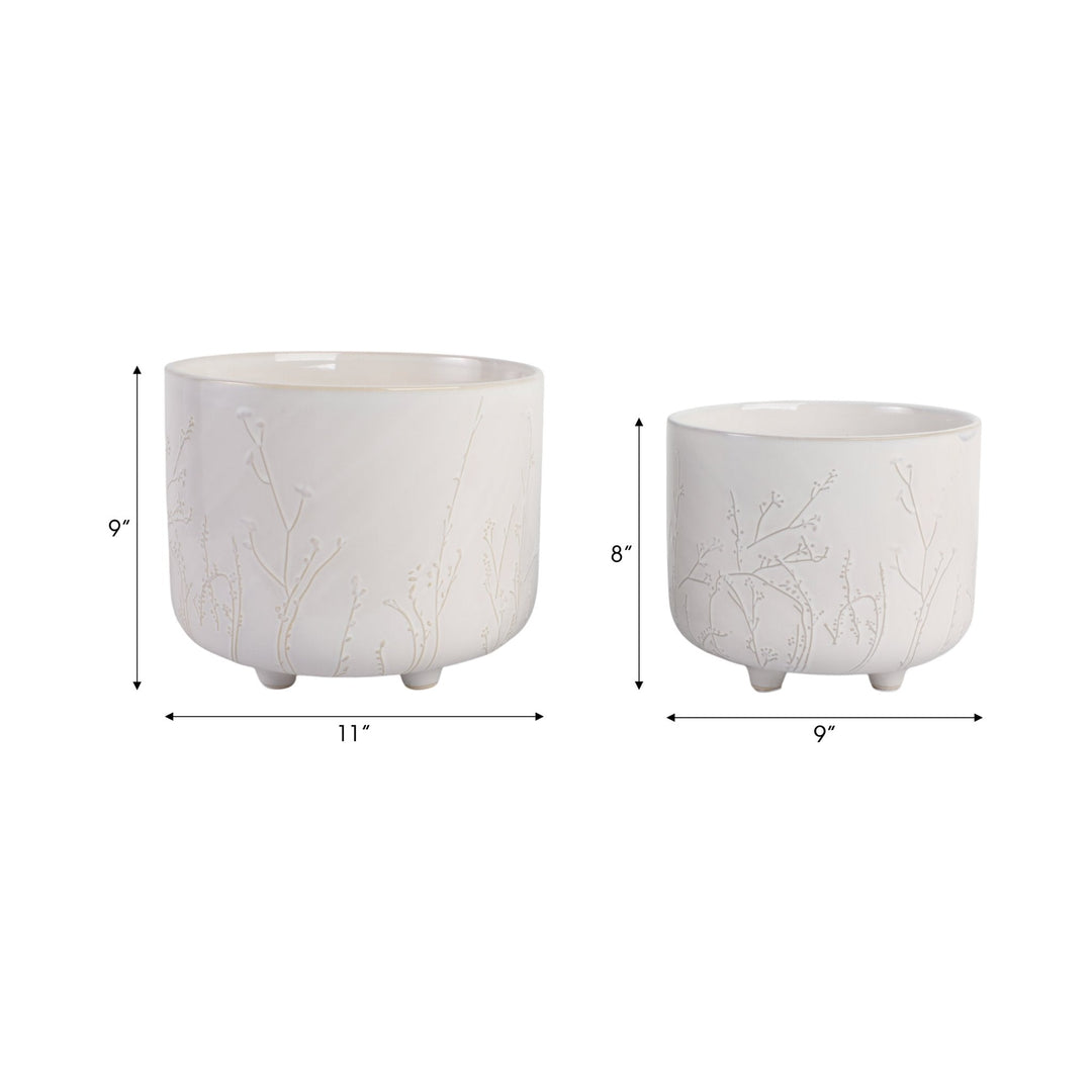 S/2 9/11" BLOOMING BRANCHES PLANTERS, IVORY