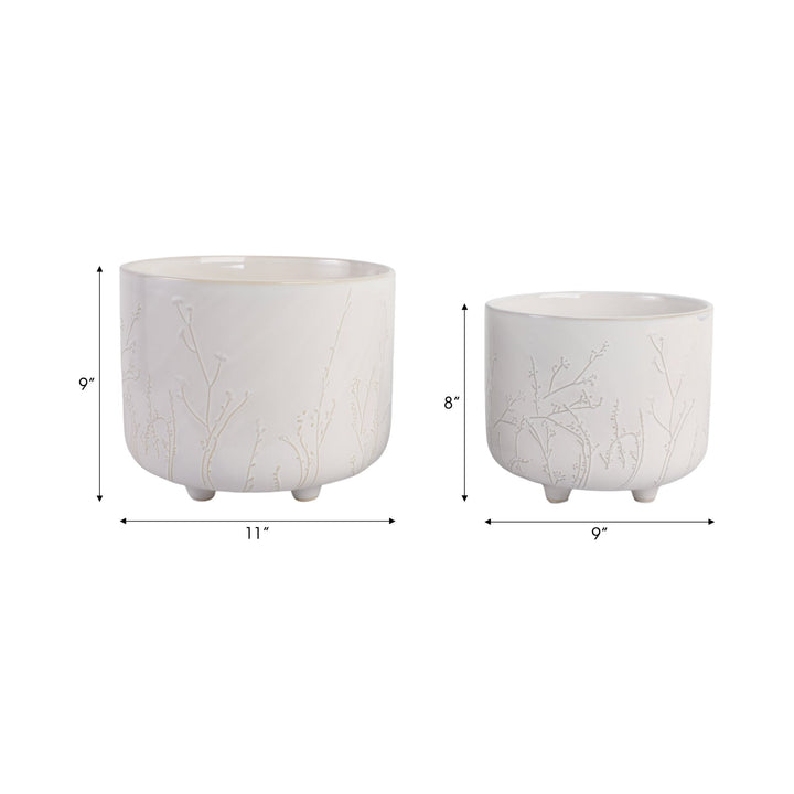 S/2 9/11" BLOOMING BRANCHES PLANTERS, IVORY