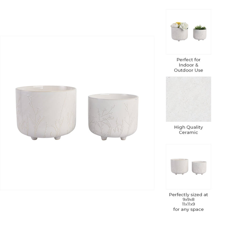 S/2 9/11" BLOOMING BRANCHES PLANTERS, IVORY