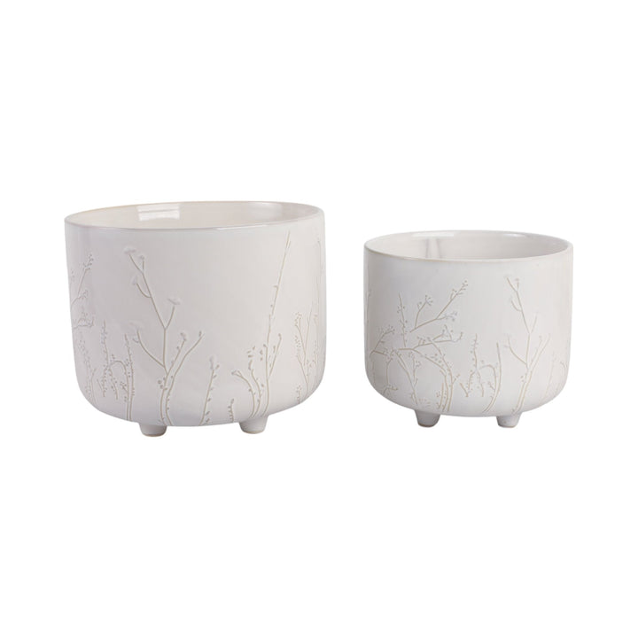 S/2 9/11" BLOOMING BRANCHES PLANTERS, IVORY