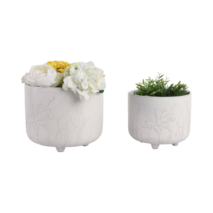 S/2 9/11" BLOOMING BRANCHES PLANTERS, IVORY