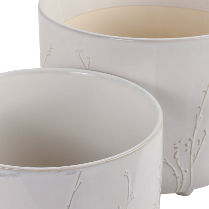 S/2 9/11" BLOOMING BRANCHES PLANTERS, IVORY