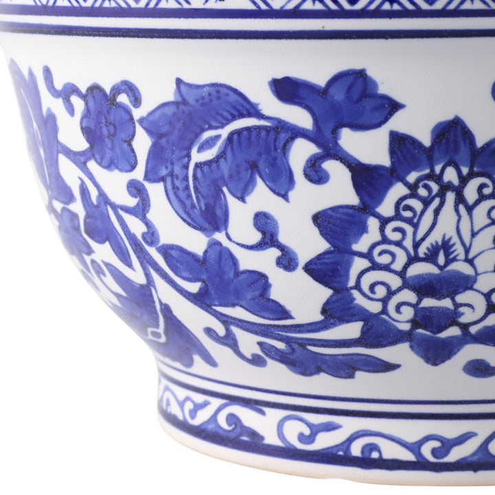 S/2 9/11" Bowl Chinoiserie Planters, Blue/wht