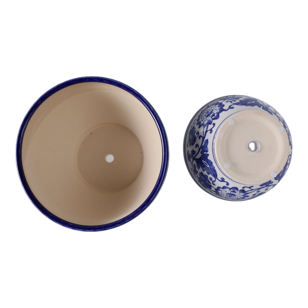 S/2 9/11" Bowl Chinoiserie Planters, Blue/wht