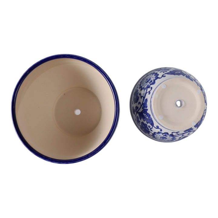 S/2 9/11" Bowl Chinoiserie Planters, Blue/wht
