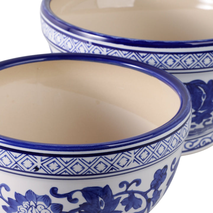 S/2 9/11" Bowl Chinoiserie Planters, Blue/wht