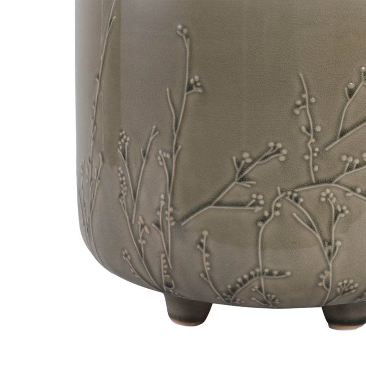 S/2 9/11" FLOWER BRANCHES PLANTERS, CREAM