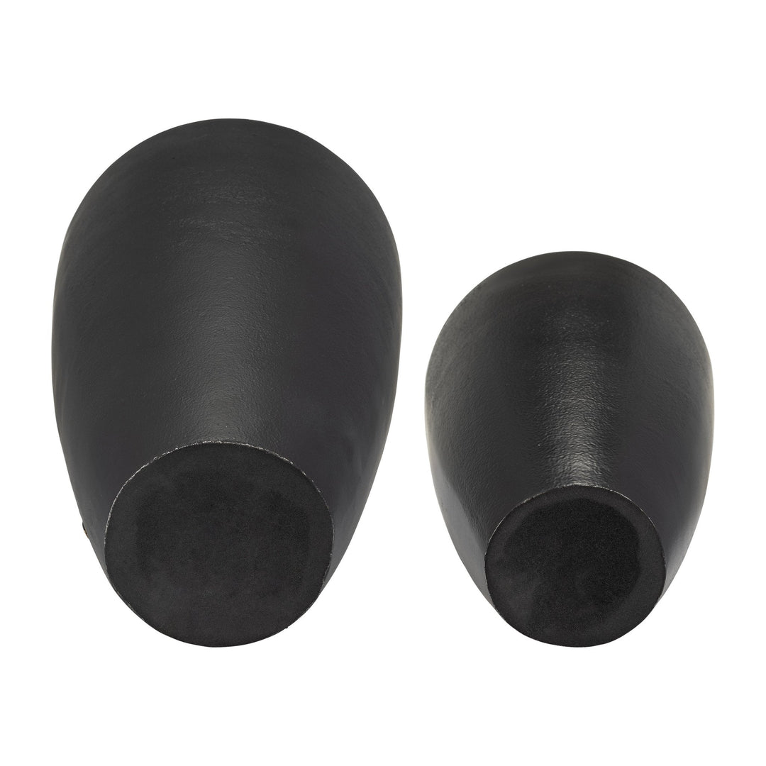 S/2 9/14", METAL  CRACKED DESIGN  VASES, BRASS/CHA