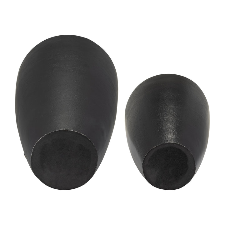 S/2 9/14", METAL  CRACKED DESIGN  VASES, BRASS/CHA