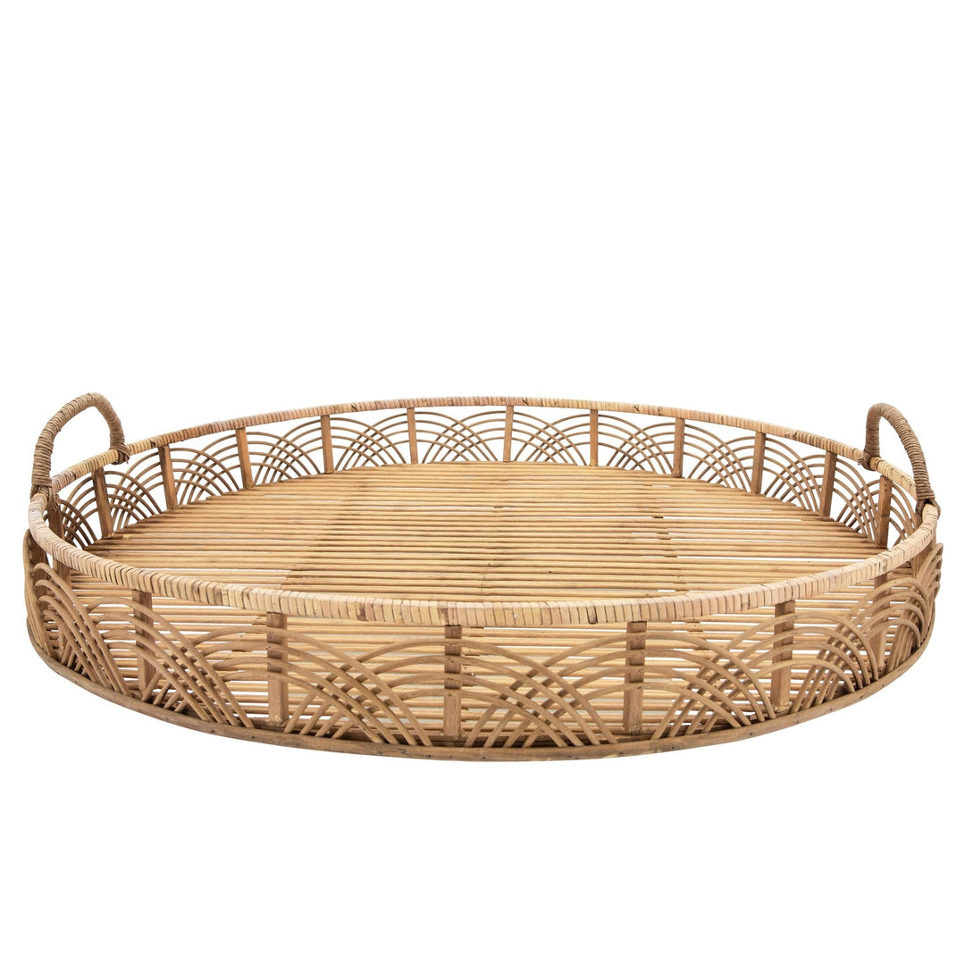 S/2 BAMBOO 24/30" ROUND TRAYS, NATURAL