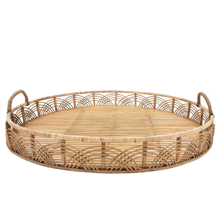 S/2 BAMBOO 24/30" ROUND TRAYS, NATURAL