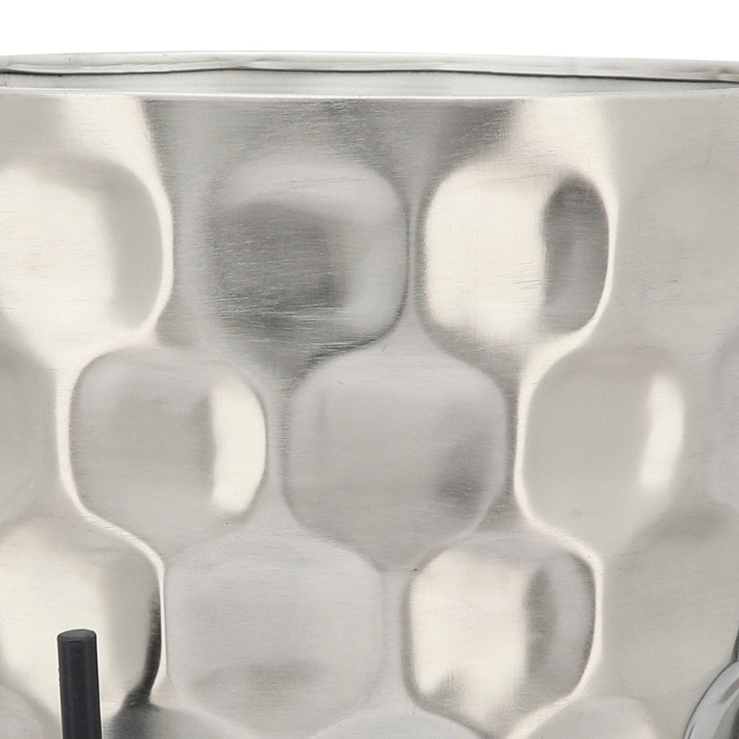 S/2 METAL 12/15" HAMMERED PLANTER, SILVER