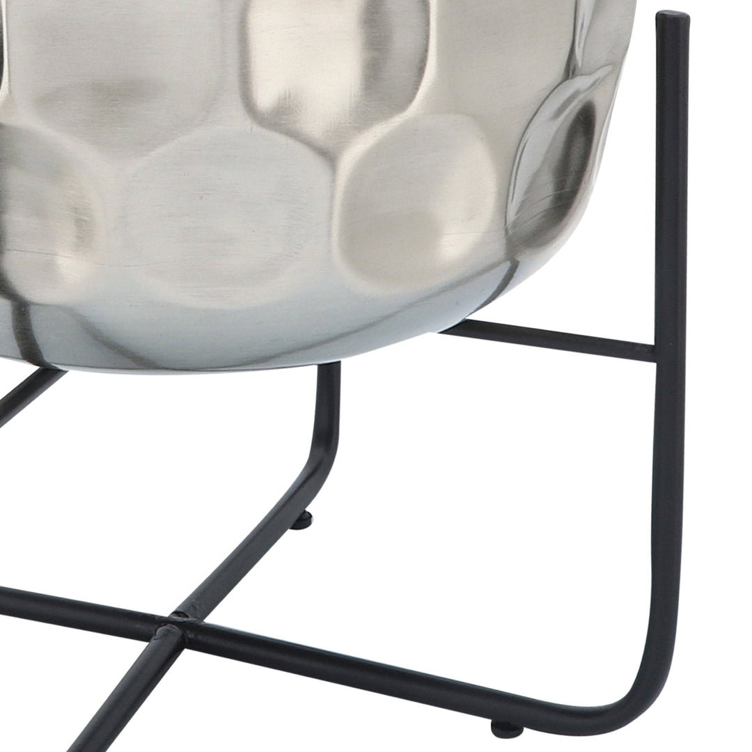 S/2 METAL 12/15" HAMMERED PLANTER, SILVER