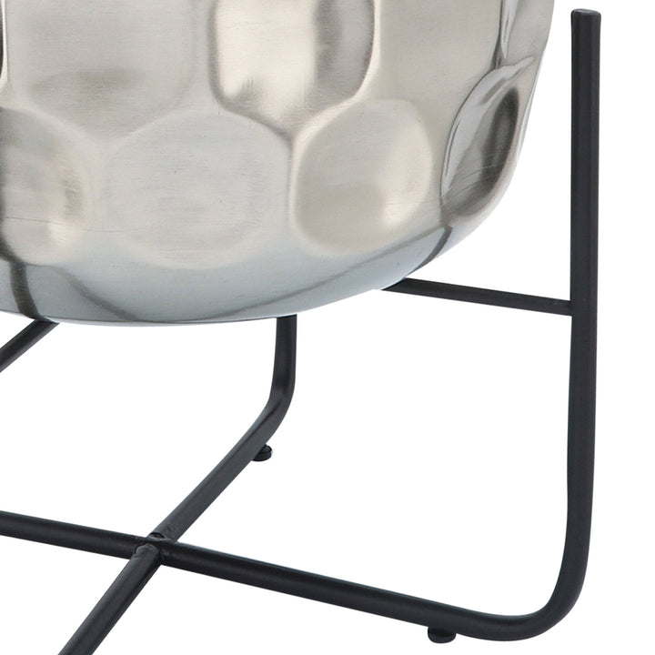 S/2 METAL 12/15" HAMMERED PLANTER, SILVER