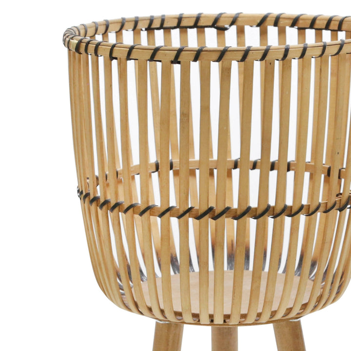 S/2 WICKER FOOTED PLANTERS 10/12", NATURAL