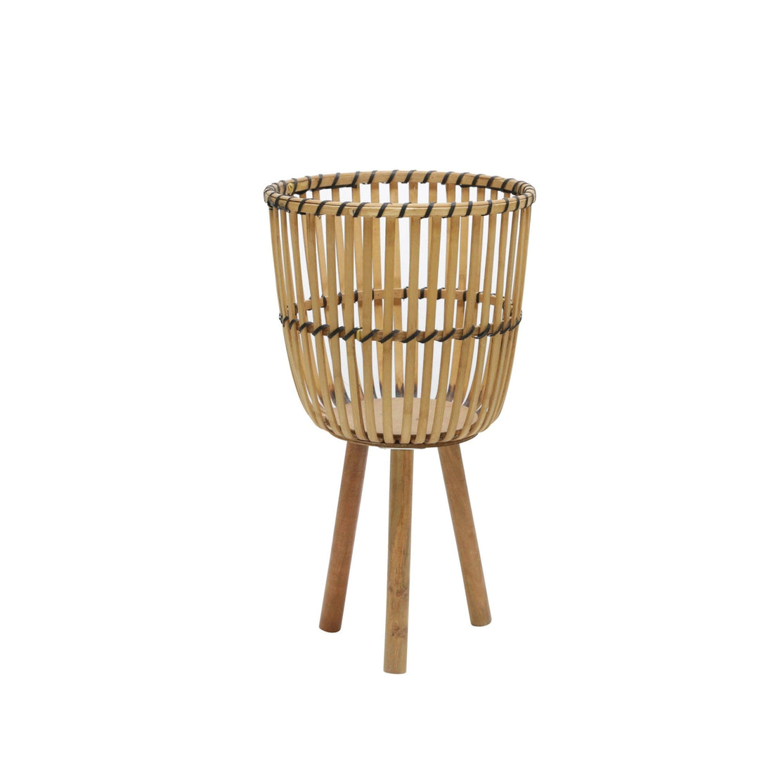 S/2 WICKER FOOTED PLANTERS 10/12", NATURAL