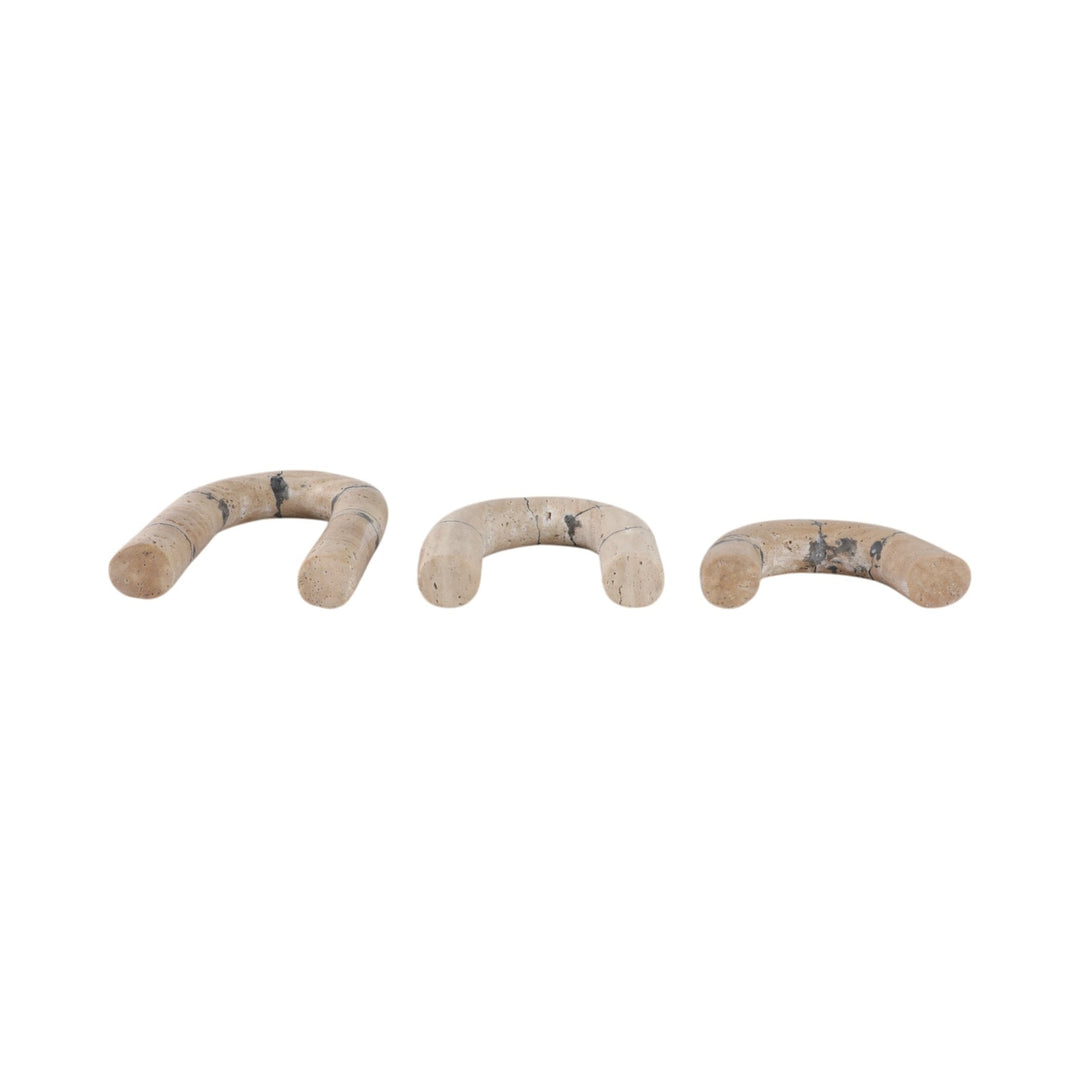 S/3 10" Gorda Crackle Travertine Arches