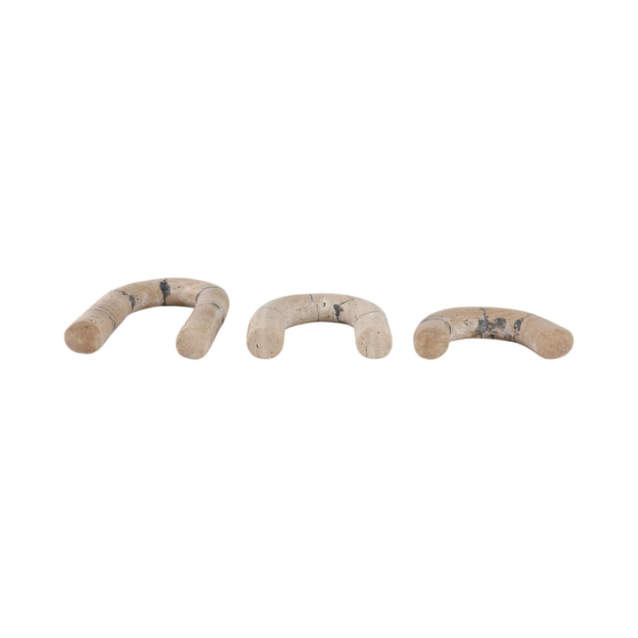 S/3 10" Gorda Crackle Travertine Arches