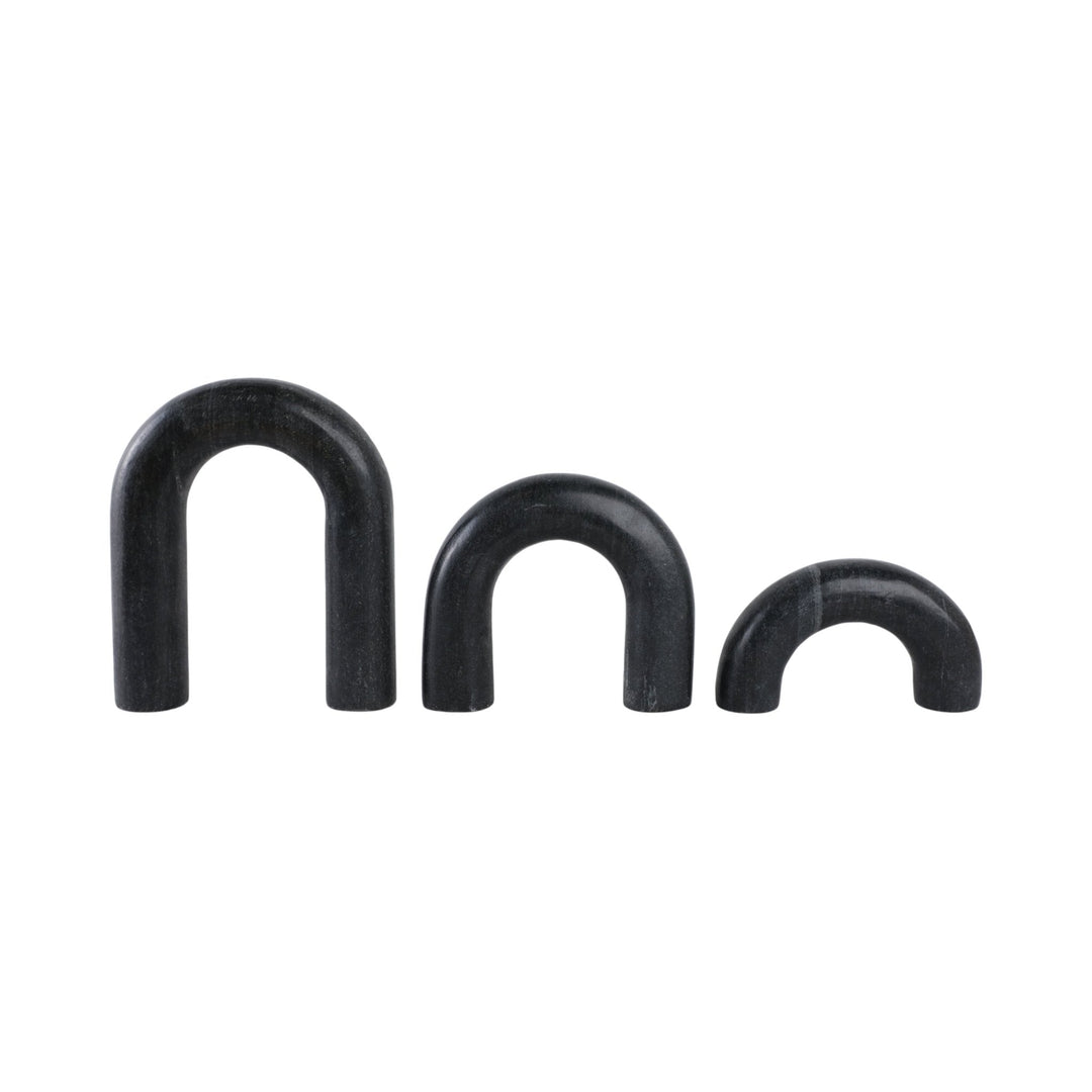 S/3 10" Walton Black Marble Arches