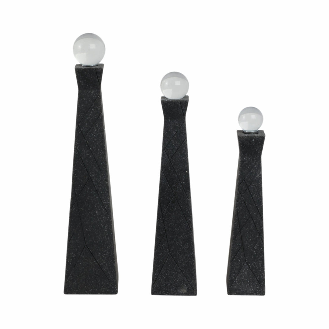 S/3 10/12/14" LIEGE BLACK QUARTZ RESIN BOTTLES
