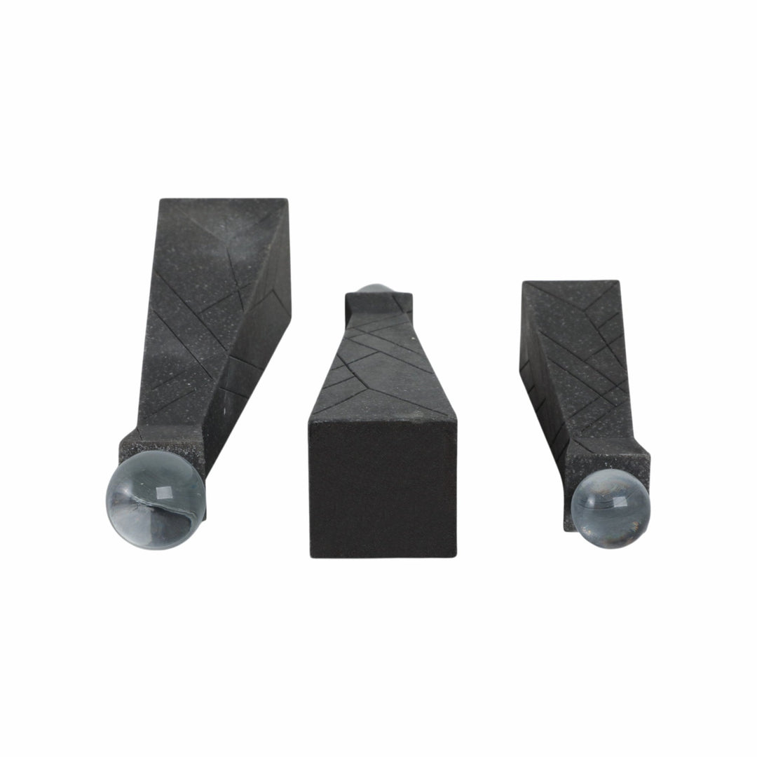 S/3 10/12/14" LIEGE BLACK QUARTZ RESIN BOTTLES