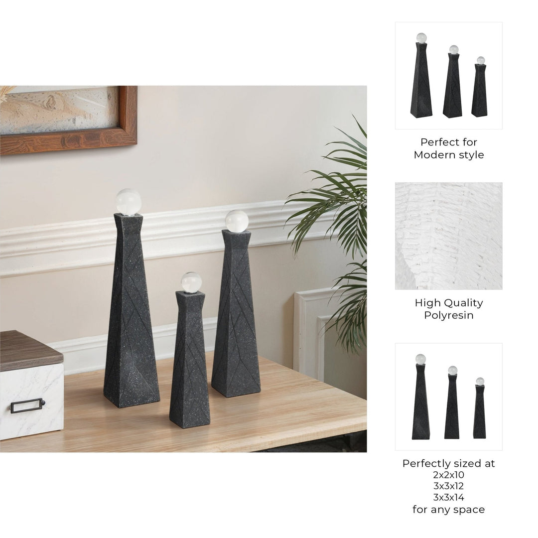 S/3 10/12/14" LIEGE BLACK QUARTZ RESIN BOTTLES