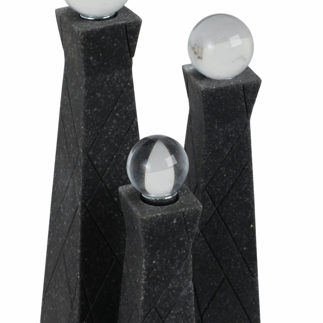 S/3 10/12/14" LIEGE BLACK QUARTZ RESIN BOTTLES