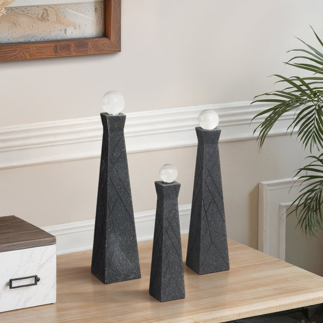 S/3 10/12/14" LIEGE BLACK QUARTZ RESIN BOTTLES