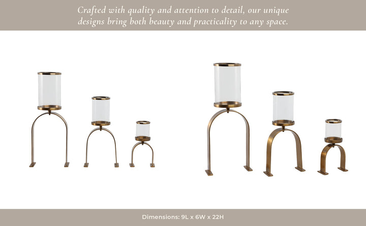 S3 10/16/22" DELEVAN GOLD CANDLE HOLDERS