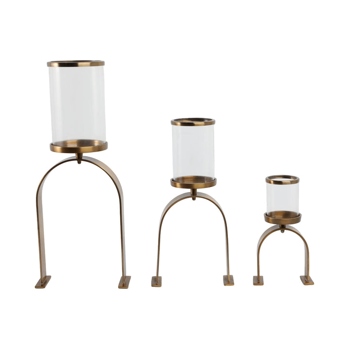 S3 10/16/22" DELEVAN GOLD CANDLE HOLDERS