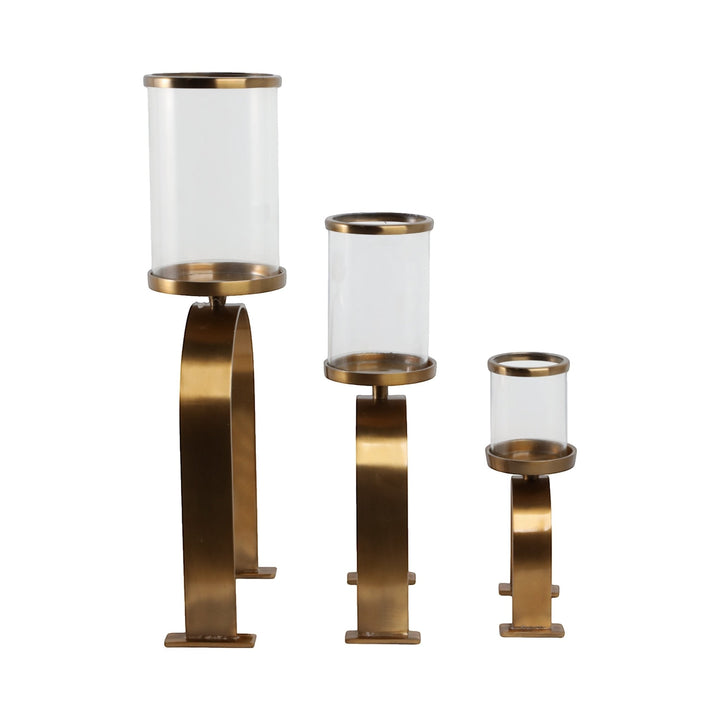 S3 10/16/22" DELEVAN GOLD CANDLE HOLDERS
