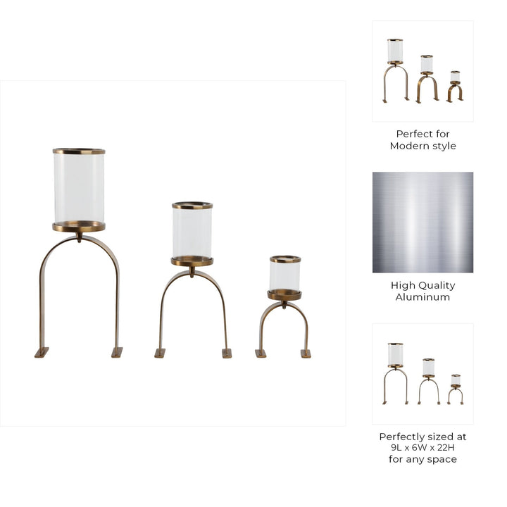 S3 10/16/22" DELEVAN GOLD CANDLE HOLDERS