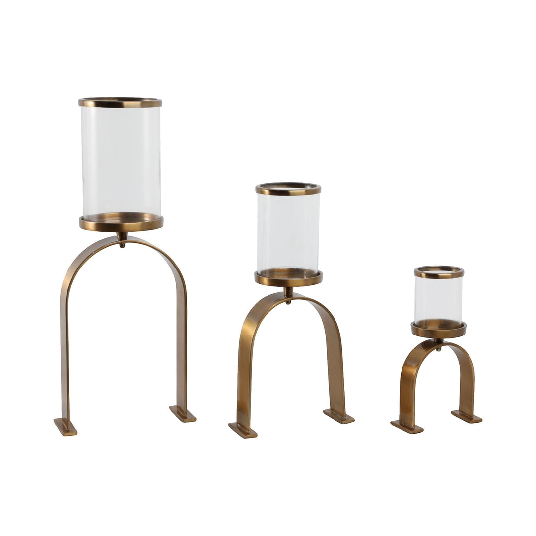S3 10/16/22" DELEVAN GOLD CANDLE HOLDERS