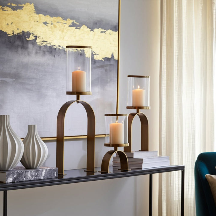 S3 10/16/22" DELEVAN GOLD CANDLE HOLDERS