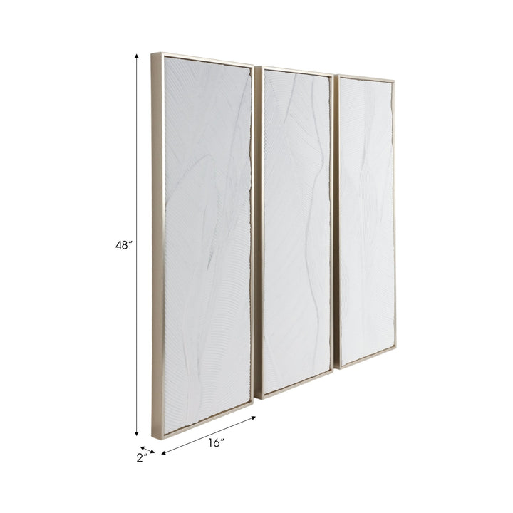 S/3 16X48 BRADENTON WHITE LEAVES WALL DECOR