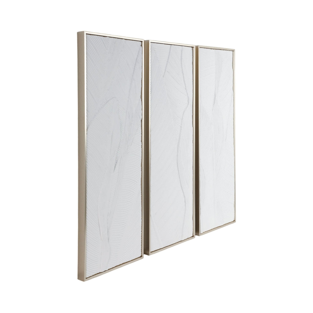 S/3 16X48 BRADENTON WHITE LEAVES WALL DECOR
