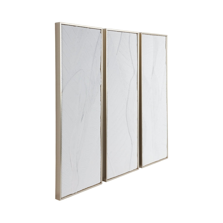 S/3 16X48 BRADENTON WHITE LEAVES WALL DECOR