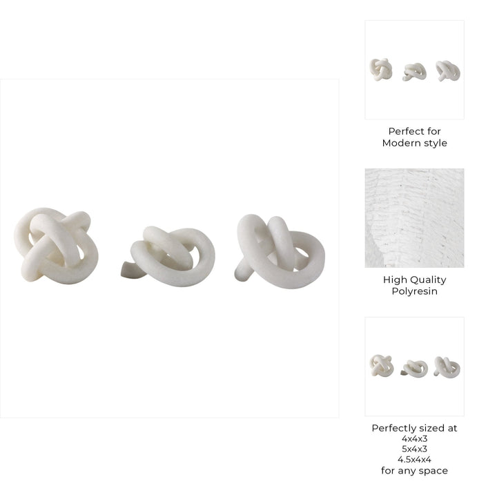 S/3 4/5/5" DAYTON QUARTZ RESIN KNOTS, WHITE