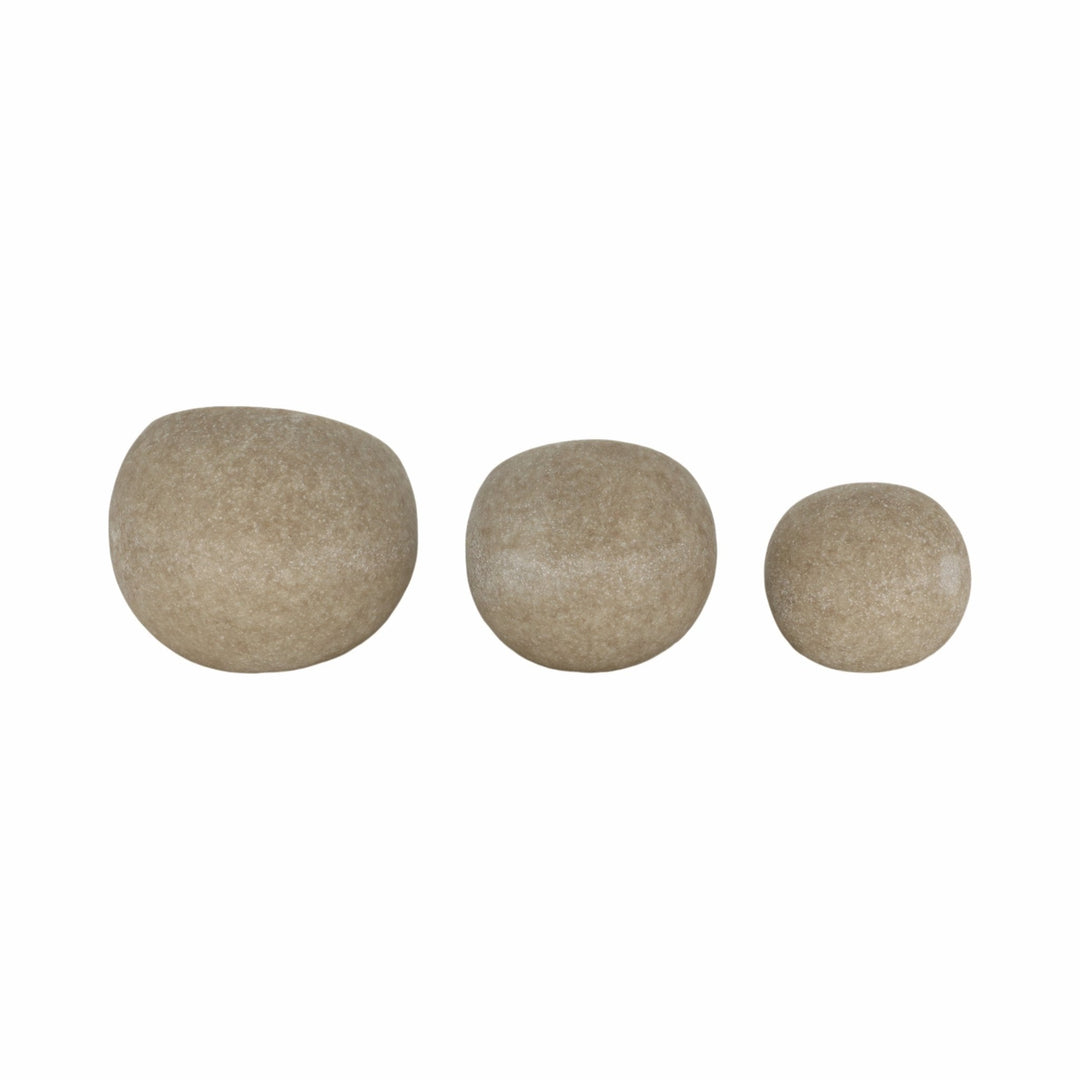 S/3 4/5/6" Flowood Brown Quartz Resin Spheres